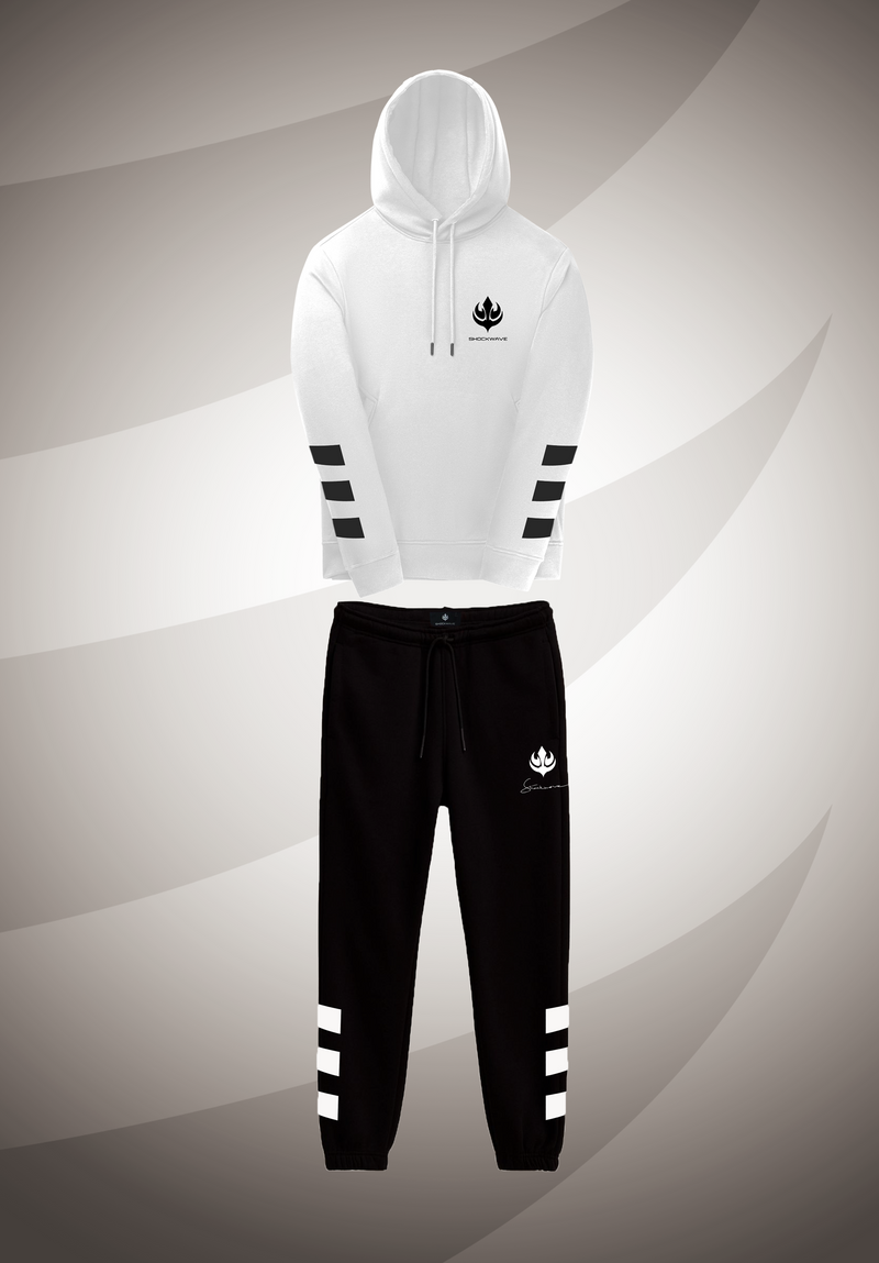 Black and white striped tracksuit sales